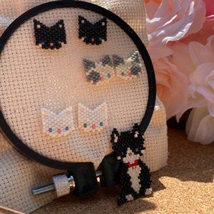 Miyuki delica Cat earrings